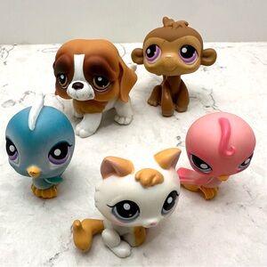 5 Littlest Pet Shop LPS 189 Monkey 205 206 Parakeet 134 Kitten 229 Bernard Lot